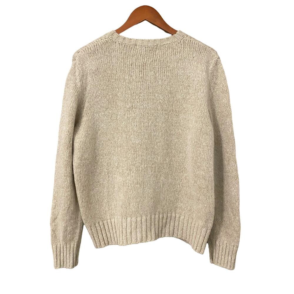 The Tiny Big Sister Crewneck Sweater S/M Cream Beige Glitter Fisherman Cottage - Picture 2 of 10